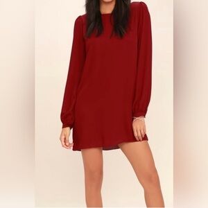 NWT Lulu’s Status Update Wine Red Shift Dress